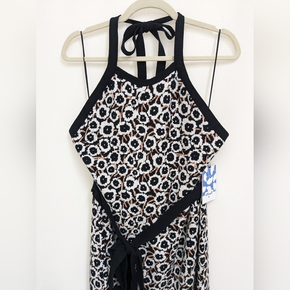 DVF for Target Halter Tie Neck Neutral Poppy Floral Knit Midi Dress Size 2X - Picture 4 of 15